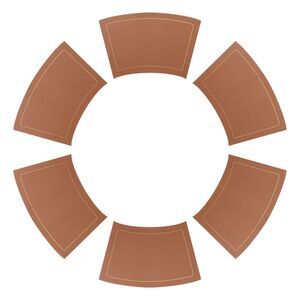 6 Set Wedge Faux Leather Heat Resistant Round Table Mats 20x12 inch Brown